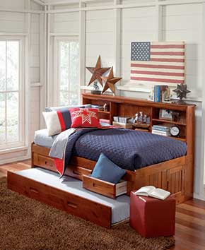 patriotic youth bed with pullout and wood bedframe